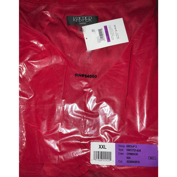 KASPER Women's Charlotte V-Neck Ruffle-Trim Maxi Dress Crimson XXL - Picture 5 of 7